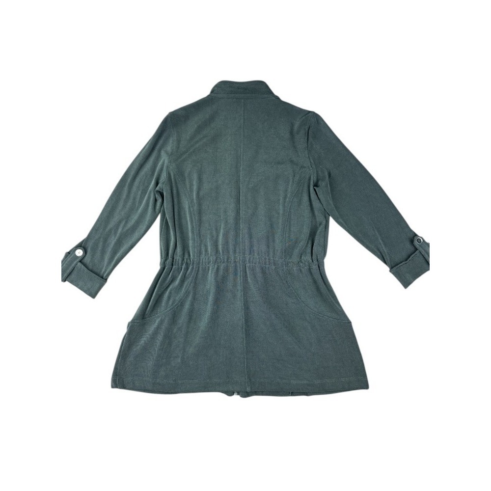 Chico's Travelers Sage Green 2 Piece Jacket & Pant Set Size 0 Gold Zip‎ Relaxed - Picture 8 of 14